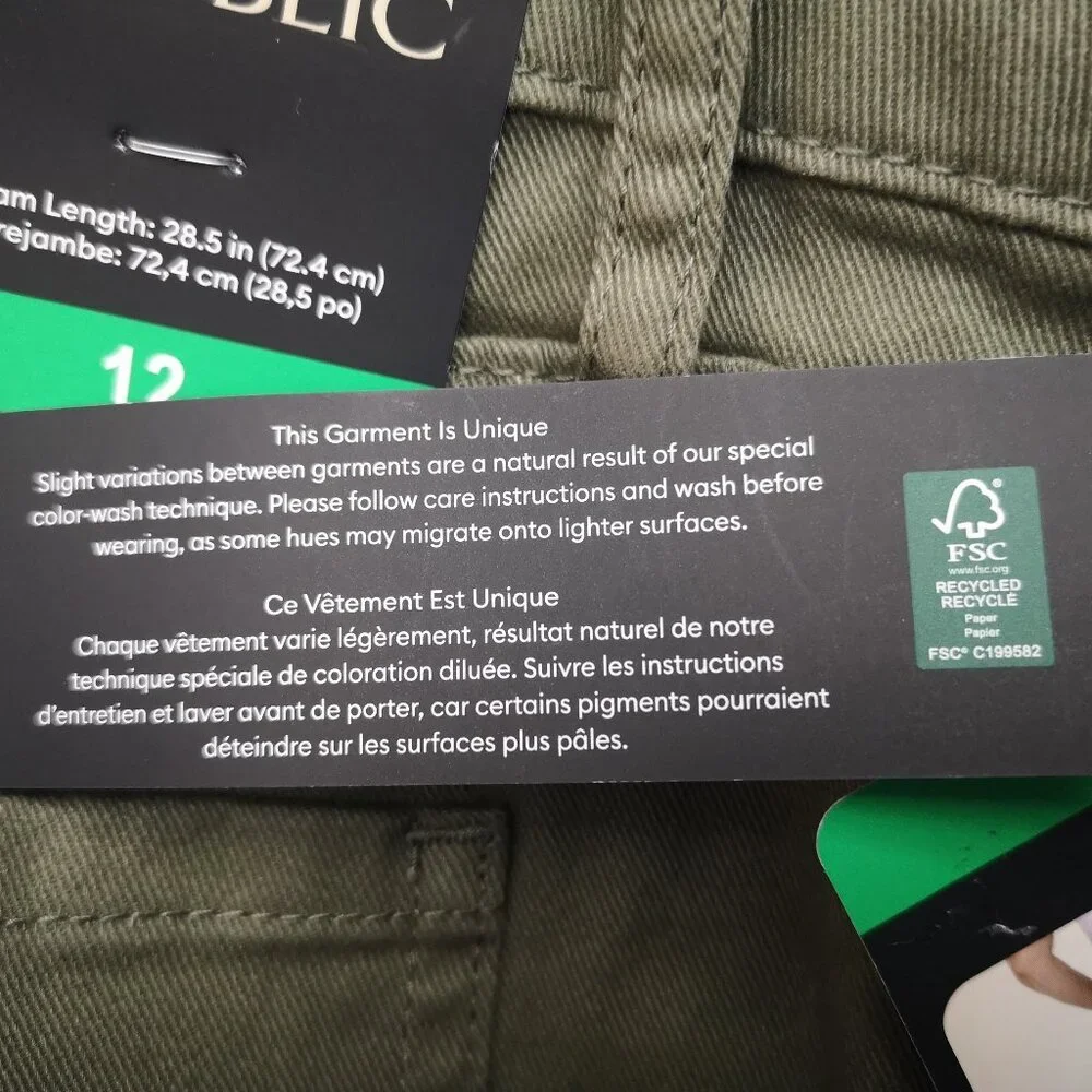 NWT Banana Republic Lades Size 12 Army Green Zipper & Button Closure Chino Pants - Picture 10 of 15